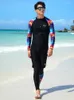 Maillots de bain pour femmes 2024 Couple hommes trois pièces combinaison de plongée à manches longues maillot de bain imprimé professionnel plage surf