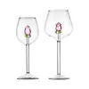 1 pezzo creativo 3D rosa vetro rosa incorporato bicchieri da vino rosso bianco tazza calici calici flute di champagne regalo adorabile per la casa 240320