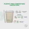 Certified Coffee Cups by Living Balance | 12oz - 100 Cups with Compostable Lids, Stirrers, and Integrated Sleeves