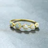 Cluster Ringe Gold Farbe Echt Opal Stein Ring Für Frauen Mädchen Geburtstag Party Geschenk Glänzende Mode Charme Feine Schmuck Drop großhandel