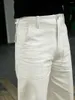 Pantalon pour hommes Salopette rétro Taille haute Coupe ample Droite Blanc OG107 Pain American Navy Deck