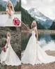 Abiti da sposa in pizzo modesto scollo a V con maniche corte 2022 Cappella strascico Beach Country Abiti da sposa da sposa Custom Made8941598