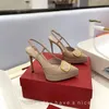 Slingback sandałowe buty na wysokim obcasie dla kobiet 12cm grube pięta najwyższa jakość skórzana skórzana damska sukienka moda buty weselne luksusowe buty z pudełkiem