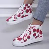 Casual Shoes Strawberry Canvas Women 2024 High Top Lace Up Sneakers Flat Sweet Walking Vulcanized