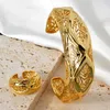 Zeadear biżuteria Dubai Złota Kolor Pierścień 2 szt. 18K Gold Getometria Otwarta Bransoletka do mankietu na prezent ślubny Indian Etiopian 240307