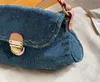 Evening Bags Cowboy Bag for Old Denim Shoulder vintage Baguette Underarm Embroidery HBWEWER HB
