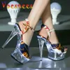 Dress Shoes Glow Transparent Platform Nightclub Women Sexy Open Toe Striptease Sandals Summer New Walk Show Petals Stiletto High Heels H2403254