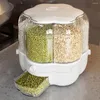 Garrafas de armazenamento Recipiente de grãos de arroz com tampa Caixa giratória para alimentos secos à prova de insetos herméticos
