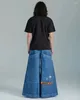 メンズジーンズJNCO Y2Kハラジュクヒップホップレター刺繍ヴィンテージデニムパンツメンズレディースゴスハイウエストワイドズボン