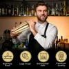 HURSCHE 12-teiliges Gold-Barkeeper-Set, Tail-Shaker-Set aus Edelstahl mit schwarzem Holzständer und Rezeptheft, unverzichtbares Zubehör für die Hausbar, Shaker, Jigger,