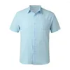 Men's Casual Shirts Short-sleeved Men Shirt Stylish Summer With Turn-down Collar Short Sleeves Chest Pocket Soft Breathable For Business