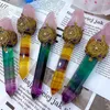 Decorative Figurines Rose Quartz Flame Fluorite Point Witchcraft Decor Inspired Pink Crystal Torch Rainbow Yellow Gemstone Wand Power Magic