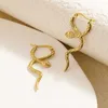 Studörhängen rostfritt stål gotisk orm båge 18k guld pläterad halloween djur smycken kvinnor gåva