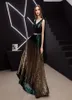 Nouveauté robes de soirée sans manches col en V robe de bal robe formelle classique longue dentelle vert foncé paillettes d'or style à lacets 20217062172