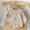 Milancel Sonbahar Bebek Kız Kıyafetleri Bodysuit Toddler ince örgü nakış bebek kazak tulum 240318