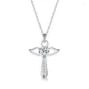 Hänge halsband klassiska Jesus Cross Love Angel Heart Wing Silver Plated Necklace 18 Inch Women's Girl Christmas Jewelry Gift