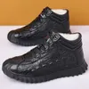 HBP Non-Brand 2024 New Winter Thick Fleece Warm Leather Shoes High Top Outdoor Mens Shoes Cotton-padded Shoes