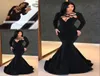 Sexy Black Prom Dress Mermaid Long Sleeve Sheath Formal Party Gown Custom Made Cross Front Pagent Dresses7973749