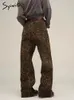 Syiwidii imprimé léopard Y2k jean femmes surdimensionné jambe large pantalon en jean Streetwear Hip Hop Vintage ample Baggy jean de créateur 240312