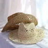 Halm western cowboy hatt handgjorda stranden filt sunhats party cap för man kvinna curling brim cap sun skydd unisex hattar 240312