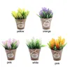 Dekoratif çiçekler yapay mini lavanta ile tencere simüle saksı bitkileri sahte peyzaj süsleri küçük ev dekorasyon