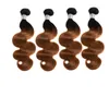 Brazilian Human Hair 1B/30 Ombre Color Body Wave 3 Bundles With 4*4 Lace Closure Free Part 4 PCS/lot