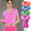 Active Sets New Sports Top Womens Sports Fitness T-shirt Yoga Top Womens V-neck Quick Dry Yoga Running T-shirt Large 2xl TopC24320