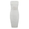 Casual Dresses 2024 Summer Sexy Celebrity Party Women Lace Bodycon Bandage White Dress Strapless Vestidos