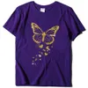 Golden Butterfly Print Women T Shirt krótkie rękawe O luz luźne kobiety tshirt damskie koszulki koszulki ubrania camisetas mujer