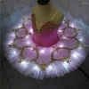 스테이지웨어 전문 LED 가벼운 백조 호수 발레 투투 의상 소녀 발레리나 드레스 키즈 댄스웨어 파티 의상 의상