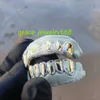 Aangepaste Hip Hop ijsblokjes massief dik goud zilver hoge sieraden diep gesneden VVS natuurlijke diamant tanden mond Hip Hop tanden Grillz