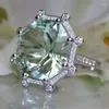 Cluster Ringen Mode Prachtige Grote Groene Stenen Ring Dames Bruiloft Noble Crystal Engagement Sieraden Geschenken Klassieke Verjaardag