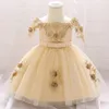 Girl Dresses 1-8 Infant Baby Girls Flower Dress Christening Gowns Born Babies Baptism Clothes Princess Tutu Birthday White Bow Clothing