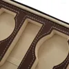 Titta på lådor 8 rutnät pu läderlåda förvaring som visar klockor Display Case Tray Zippere Travel Smyckessamlare