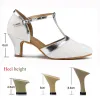 shoes Latin Shoes Salsa Tango Ballroom Party Wedding Women's Heels White Pink Gold Girls Dance Sneakers Summer Outdoor Closed Toe