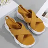 HBP Non-Brand Mode Keil Weibliche Plattform Straße Sommer Outdoor Schuhe Freizeit Sport Keile Frauen Sandalen Alias