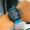 Desginer Mechanical Automatic L Watch Superclone Watch Designer Tourbillon Watch Tourbillon Rm53-01 Men Real Mechanical Carbon Fiber Case Montre MIXU