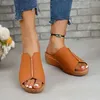 Slippers Slippers New Open Toe Womens Wedge Sandals White Summer Fashion Breathable Comfortable Woman Buckle Female Footwear Shoes H2403267O25