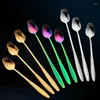 Spoons 1/2/5PCS Coffee Stainless Steel Teaspoons Rose Flower Shaped Scoops Long Handle Gold Teas For Stirring