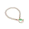 Link pulseiras delicada tulipa flor jóias metal pérola pulseira feminina