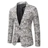 Giacca da abito di marca Moda Lettera Stampa Casual Slim Fit Blazer Homme Cappotto floreale 3D Autunno Uomo Business Social Dress Blazer Coat 240318