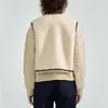 Chalecos de mujer 2024 otoño con cuello en V chaqueta de chaleco de una sola pieza de piel informal suelta para mujer