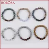 Strand BOROSA 10 PCS Galvanoplastia Exclusiva 8mm Titânio Druzy Contas de Pedra Natural Pulseiras Moda DruzyGems Pulseira Arco-Íris