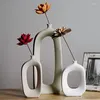 Vases nordiques simples en céramique tige fleur vase creux ornements floraux maison salon comptoir décoration insérer créatif