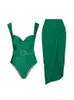 Swimwaies féminines Green Retro Womens Swimsuit All-in-O-One Swimsuit 2023 Nouveau backs de maillot de bain sans bandoulière Single Summer J240319 J240319