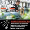 Grillaholics Premium BBQ Tools 4 -częściowe przyczyny grilla Zestaw - drewniane pudełko prezentowe zawiera szczypania z grilla, widelec mięsny, szczotkę do bastingowej grilla szpatułki