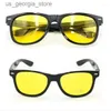 Okulary przeciwsłoneczne okulary przeciwsłoneczne okulary unisex kwadratowe żółte soczewki Nocna wizja mężczyźni kobiety kobiety wiatroodporne gogle y240320