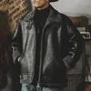 Мужские куртки 2024, американская классическая ретро овечья флисовая мотоциклетная кожа, цельное зимнее пальто, мужская плюшевая утолщенная хлопковая куртка