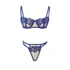 Soutien-gorge Ensembles Soutien-gorge pour femmes Ensemble de broderie florale Lingerie Sexy Sous-vêtements transparents sans fil Bralette Panty Lingeries érotiques