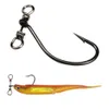 Báscula de pesca individual, 2,5 cm, 0,4g, anzuelo de manivela de níquel negro con anillo giratorio de doble orificio y cebo suave 203369